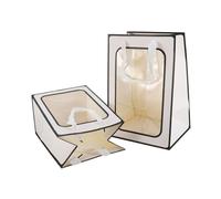 COLLBATH 6Pcs Window Tote Bags Set, White Portable Bags with Handles, Small 18X13X25Cm Medium 20X16X30Cm for Valentine’S Day Festival Party Wrapping