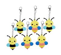 COLLBATH 6pcs Wooden Bee Keychain Cute Cartoon Bag Pendants Lightweight Craft for Party Favors Gifts Decoration Pink Black Mix