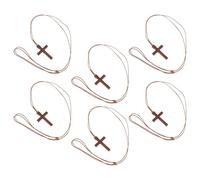 COLLBATH 6pcs Wooden Christian Cross Necklaces Lightweight Prayer Pendant Set for Men Women, Versatile Religious Jewelry for Daily Wear, Car Rearview Mirror Decoration, Bible Verse Accessories