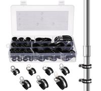 COLLBATH 72 Pcs Stainless Steel R-Shaped U Bracket Tube Clamps Assortment Kit for Secure Hose Cable and Wire Fixing Multi Home Industrial and Automotive Use
