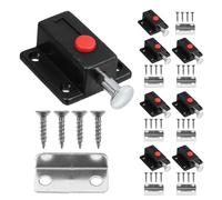 COLLBATH 8 Pcs Black Spring Loaded Push Button Door Bolt Latches for Cabinets Furniture Doors with Screws and Retaining Clips, 36mm X 54mm Cabinet Hardware for Wardrobe, Crib, and Window