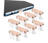 COLLBATH 8 Pcs Gold Type C Dust Plugs Small Flat Usb-c Port Covers with Ridged Grip for Phones Compact Anti-dust Caps Compatible with Type-c Devices Sleek Profile Design