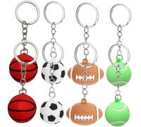 COLLBATH 8pcs Ball Keychain Lanyard Card Tag Keychains Wire Hangers Badge Holder Hooks Locking Retractable Keys Belt Backpacks Carabiner Strap Accessories Soccer Keychain Bulk Bag Metal