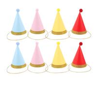 COLLBATH 8pcs Colorful Cone Party Hats Pet Paper Party Hats Birthday Caps with Pom Poms for Kids Families Dogs and Cats Small Animals and Holiday Decorations