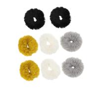 COLLBATH 8pcs Elastic Hair Bands Fluffy Ponytail Holders for Soft Stretchy Hair Rings with Elasticity and Comfortable Texture Suitable for Daily Wear Parties and Travel in Black Grey
