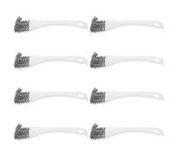 COLLBATH 8Pcs Long Handle Bird Cage Cleaner Brush and Scraper Set for Parrot Droppings Removal Small Animal Cage Cleaning Tool with Gray Bristles for Perch and Wire Grate Maintenance