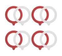 COLLBATH 8pcs Silicone Replacement Gasket, Airtight Seals Rings for Mason Jar Lids, Leak-Proof Canning Silicone Fitting Seals for Glass Clip Top Jars White Red