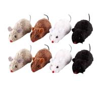 COLLBATH 8pcs Wind-up Clockwork Mouse Toy for Cats Realistic Plush Rat Toys Random Colors Interactive Pet Training Supplies