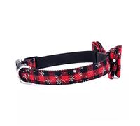 COLLBATH Adjustable Bowtie PET Collar for Dogs and Cats Nylon Collar with Christmas Snowflake Pattern Medium Size
