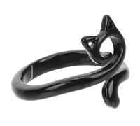 COLLBATH Adjustable Open Cat Ring for Women Small Metal Finger Jewelry Alloy Animal Ornament Fashionable Statement Accessory for Daily Wear and Festivals