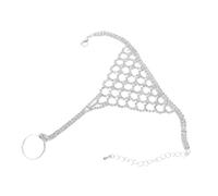 COLLBATH Adjustable Rhinestone Bracelet and Finger Ring Hand Chain for Women Silver Tone Boho Jewelry with Comfortable Fit Fade-resistant Design for Weddings Proms and Evening Events