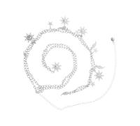 COLLBATH Adjustable Women Waist Chain Belt with Elegant Sunflower Detail Silver Metal Link Body Jewelry for Dresses Jeans and Formal Wear