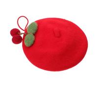 COLLBATH Adorable Cherry Beret Hat for Small Dogs and Cats Lightweight Breathable Wool Pet Headwear with Fit Playful Princess Style for Kitten Puppy Costume Photoshoot and Outdoor Use