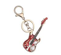 COLLBATH Adorable Guitar Keyring Rhinestones Lightweight Decor Keychain for Boys and Girls Key for Personal Collection and Party Use