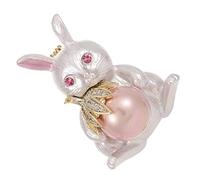 COLLBATH Adorable Pearl Rabbit Brooch Cartoon Bunny Design with Safe Locking Closure for Easter Mother Day Special Occasions Elegant Accessory for Clothing Hats Bags Unique Animal Brooch