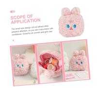 COLLBATH Adorable Plush Mini Storage Bag with Zipper Travel Cosmetics Pouch and Sanitary Napkin Holder Soft Cartoon Half- Design for Makeup Towels and Sundries and Comfortable Pink