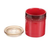 COLLBATH Airtight Ceramic Tea Jar with Lid for Kitchen Storage Red Porcelain Canister for Coffee Grains Flour and Tea Space-saving Sealed Container for Fresh Food Preservation