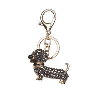 COLLBATH Alloy Dachshund Keyring with Crystal Rhinestones, Black Puppy Dog Pendant Keychain for Car and Purse Accessories, Cute Small Alloy Dog Gift for Party and Birthday