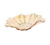 COLLBATH Amber Glass Fruit Plate Decorative Food Storage Tray for Home Use Creative Sunflower Design Household Glass Holder for Dining Table and Living Easy-Clean Versatile Serving Tray