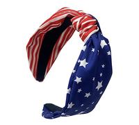 COLLBATH American Flag Knotted Wide Headband for Women Patriotic Twisted Hair Accessory for Independence Day Comfortable All Day Wear Stylish Red Stripe Design