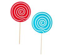 COLLBATH Artificial Lollipop Photo Props 2pcs, 14cm Diameter Red and Blue Decorative Lollipop Models for Birthday Party and Photography Scenes