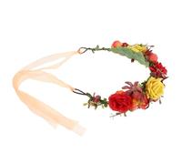 COLLBATH Autumn Rose Flower Crown Headband for Brides, Lightweight Fabric and Plastic Floral Headdress, Comfortable to Wear, for Christmas and Cosplay Parties