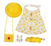COLLBATH Banana Print Small Animal Clothing Set Harness Vest Leash Hat Bag for Rabbit Guinea Pig
