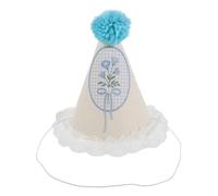COLLBATH Birthday Party Hat with Pom Pom and Lace Details Lightweight Cone Caps for Older Comfortable Headwear for Group Celebrations and Photo Fun