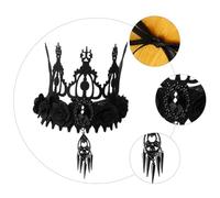 COLLBATH Black Baroque Halloween Queen Crown Headdress Party Hair Accessory for Masquerade Costume Delicate Felt and Alloy Fabrication Gothic Style Headwear for Womens Stage Performance and