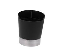 COLLBATH Black Stainless Steel and Plastic Utensil Holder for Forks and Spoons, 3-Compartment Countertop Flatware Organiser with Drain Holes for Kitchen Storage