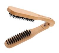 COLLBATH Boar Bristle Straight Hair Comb Manual Hair Straighter Wooden Styling Tool for Quick Warm Massage Haircare Khaki