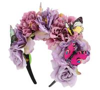 COLLBATH Bohemian Butterfly Flower Headband for Women Simulated Cloth Flowers Fresh Vacation Accessory Versatile Prom and Cosplay Headpiece Stylish Festival Hairband