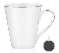 COLLBATH Bone China Mug with Gold Rim 11.00 Oz Tea Mug with Ergonomic Handle for Latte Cappuccino Milk Tea Juice Drinks Home Office Birthday Wedding Anniversary Christmas