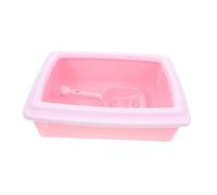 COLLBATH Box Cat Litter Box Indoor Cat Potty Tray Kitten Litter Basin Shallow Toilet Tray with Scoop Kitten Toilet Senior Pen Open Potty Pan Abs Pink