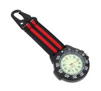 COLLBATH Carabiner Pocket Watch Red Nylon Zinc Alloy Glass Backpacker Clip