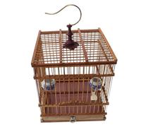 COLLBATH Carbonized Bamboo Songbird Cage with Removable Tray and Hanging Hook Handmade Rectangular Finch Habitat Natural Purple Finish for Goldfinches Zosterops Budgies Lovebirds and