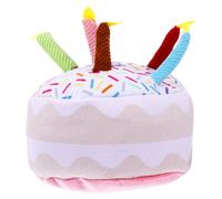 COLLBATH Cat Plush Dog Birthday Cake Toy Soft Dog Molar Toy Plush Birthday Cake Pet Grinding