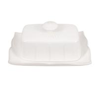 COLLBATH Ceramic Bread Box Vintage Style Butter Dish Cover Kitchen Cheese Box for Home Use Spacious Butter Holder White Bread Bin for Countertop to Keep Spreadable