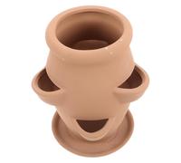 COLLBATH Ceramic Strawberry Tower Planter with 6-Pocket Design for Orchids and Succulents, Lightweight Terracotta Clay Pot for Indoor Home Interiors