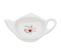 COLLBATH Ceramic Tea Bag Holder Dish Multipurpose Teapot Shaped Saucer Spoon Rest for Tea Lovers Easy to Clean Smooth Edges Practical Kitchen and Living Accessory