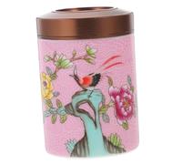 COLLBATH Ceramic Tea Canister Loose Tea Storage Metal Lid Enamel Patterned Sealed Jar for Kitchen Pink Random Pattern