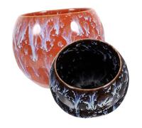 COLLBATH Ceramic Tea Cup 2Pcs Traditional Chinese Tea Container Unique Artistic Design for Everyday Use and Decorative Display