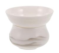 COLLBATH Ceramic Tea Infuser Strainer: Porcelain Leaf Filter Sieve Steeper with Stand - Chinese Loose Tea Gongfu Teapot Cup Accessory White