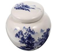 COLLBATH Ceramic Tea Storage Jar with Lid Blue White Porcelain Canister Airtight Multi-function Loose Tea Container for Home Shop Use