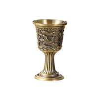 COLLBATH Chinese Wine Goblet Zinc Alloy Decorative Liquor Cup Retro Bronze Dragon Phoenix Design High Leg Goblet for Home Dining and Collecting