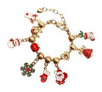 COLLBATH Christmas Beaded Charm Bracelets Set for Teen Lightweight Material DIY Large Hole Beads Festive Pendant Jewelry Kit Xmas Party Gift and Stocking Stuffer