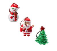 COLLBATH Christmas Key Ring Pendant with LED Light and Sound Santa Claus Snowman Tree for Car Decoration Holiday Keychain Gift