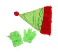 COLLBATH Christmas Monster Costume Set Green Furry Gloves Santa Hat for Halloween and Christmas Parties Unique Cosplay Props for Multiple Events Soft and Comfortable Wear Convenient Storage