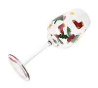 COLLBATH Christmas Pattern Glass Wine Goblet Elegant Colored Cocktail Cup with Sturdy Base for Weddings Parties Social Gatherings Multipurpose Xmas Wine Glass Juice Tea and Cocktails