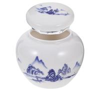COLLBATH Classic Blue and White Porcelain Tea Jar 380ml with Airtight Seal, Hand-painted Ceramic Canister for Loose Tea and Candy Storage, Traditional Chinese Style Kitchen Storage